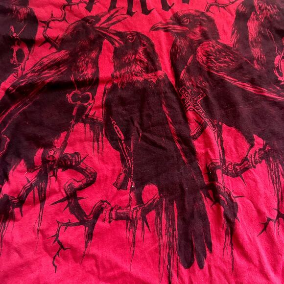 Affliction CROWS Crewneck Long Sleeve Layered T-shirt Dirty Red Men’s Sz XL EUC - Picture 3 of 8